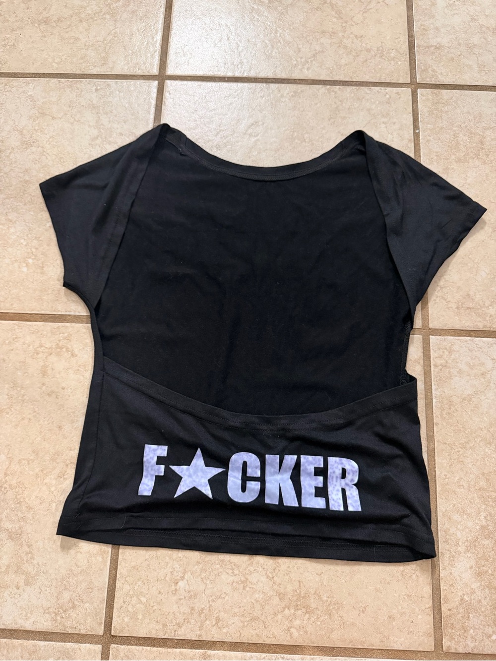 EUC Black “Mother F★cker” Cutout Graphic Top